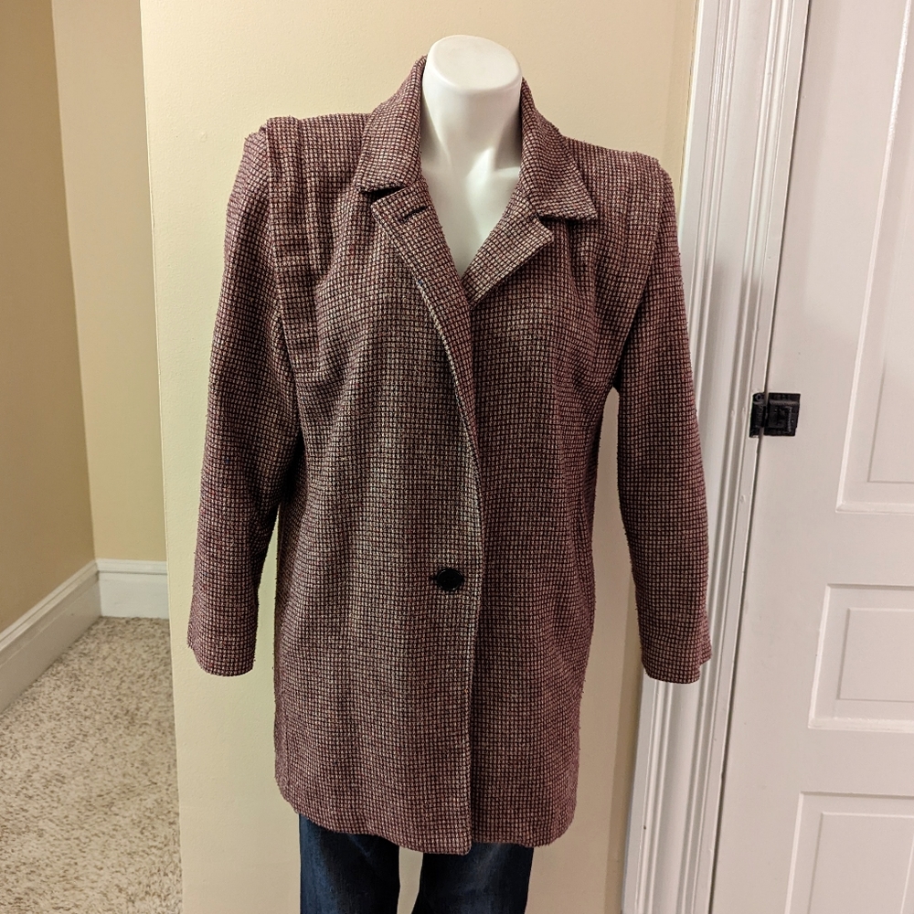 Vintage multi color tweed winter coat size medium